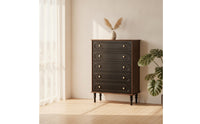 Solid Wood Five-Drawer Chest Sturdy 5-Drawer Dresser Space-Saving Storage Cabinet with Drawers Compact for Bedroom