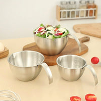 Stainless Steel Mixing Bowl with Handle, Versatile Salad Bowl for Meal Prep, Built-in Washing Bowl and Rice Washer with Measurement Markings