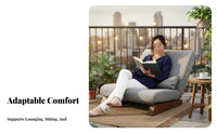 Reclining Floor Lounger Ergonomic Design Adjustable Woven Mat Recliner with Ottoman Armless Removable Cover for Students