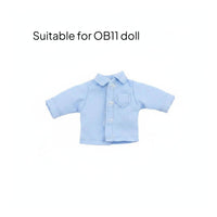 Solid Color OB11 Doll Shirt Casual Design Mini Doll Shirt Button Front Miniature Apparel Short Sleeve for Children, Pretend Play