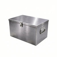 Brushed Stainless Steel Storage Box Industrial Metal Storage Box with Lid Portable Stainless Steel Toolbox for DIYers, Mechanics, Workshop, Garage, Warehouse
