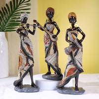 African Tribal Resin Figurine Decor for Living Room