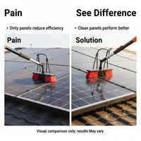 Solar Panel Cleaning Brush with Telescopic Pole and Water Flow for Photovoltaic Panels