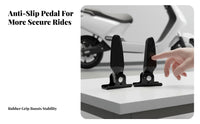 2 Pieces Foldable Electric Bike Foot Pegs Non-Slip Electric Cycle Folding Footrests Aluminum Alloy Rear Passenger Foot Pedals for Passengers