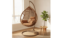 Freestanding Egg Chair with Stand Outdoor Hanging Egg Chair Indoor Woven for Backyard