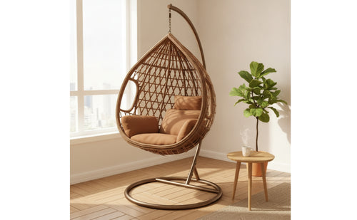 Freestanding Egg Chair with Stand Outdoor Hanging Egg Chair Indoor Woven for Backyard