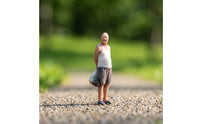 1/64 Scale Miniature Figure with Grocery Bag Painted Miniature Shopper Figure 3D Printed Realistic for Hobbyists, Collectors, Model Street Scenes, Dioramas, Tabletop Layouts