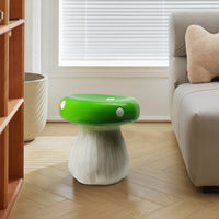 Mushroom Stool Sculptural Mushroom Seat Compact Stool with Woodgrain Texture for Living Room, Bedroom, Entryway