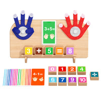 Arithmetic Board with Felt Hands Preschool Counting Board with Beads Wooden Math Toy Screennon-Digital Game Fine Motor