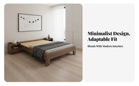 Solid Wood Construction Platform Bed Frame Low-to-the-Ground Headboardless Slat Frame Minimalist Design Mattress Foundation Space-Saving for Families, Apartment Dwellers, Minimalists, Small Areas, Guest Room