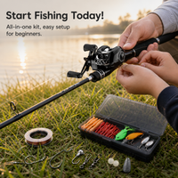 Lure Fishing Rod and Reel Combo Set - Spinning or Baitcasting Reel, Carbon Fiber Telescopic Rod for Freshwater Saltwater