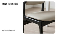 Upholstered Wooden Side Chair Nordic Design Kitchen Seat Ergonomic Spine Supportrest Non-Slip Foot Pads for Homeowners