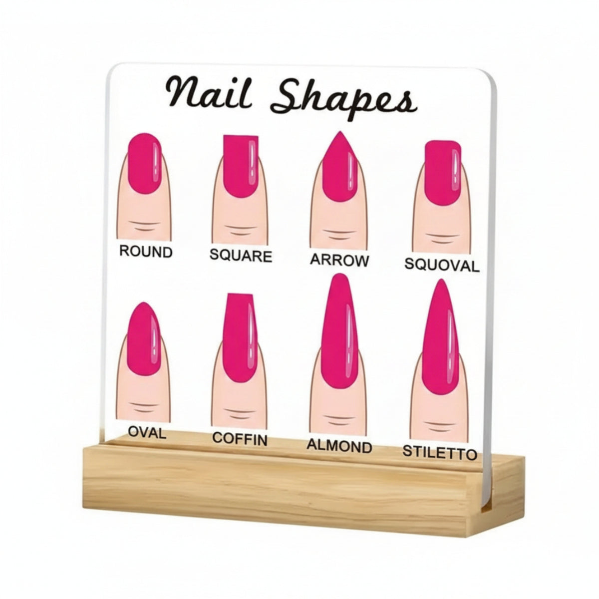 Nail Shape Display Sign Clear Nail Shape Sign Minimalist for Manicurists