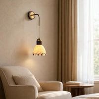 Wall Light Full-Color-Range Wood Wall Lamp Retro Sconce with Glass Shade for Dining Room