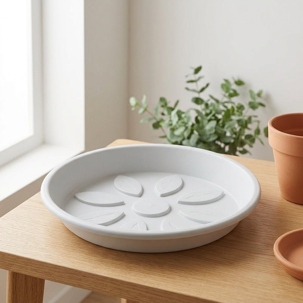 Plant Trays with Leaf Design Drip Tray, Round Plant Saucers for Outdoor Plants, Heavy Duty Pot Stand for Family Gardening Floor Standing Use