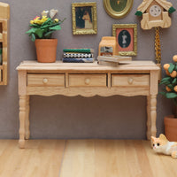1:12DOLLHOUSE娃娃屋迷你家具书房场景摆件素坯抽屉书桌课桌桌子