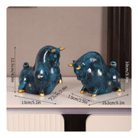 2 Pieces Bull Statue Housewarming Gift Bull Figurine Wealth Symbol for Bookshelf