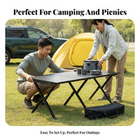 Roll-up Camp Table Portable Slatted Roll-up Table Easy 3-Step Assembly for Beach