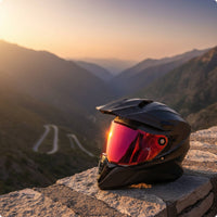 DOT Certified Full Face Helmet with Peak | Washable Liner with Dual Visor, for unpaved terrain