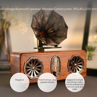 Vintage Speaker TF Card & USB Support Retro Gramophone Speaker Heavy Bass Mini Gramophone Music Player for Desktop, Living Room, Bedroom