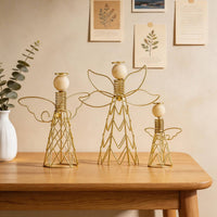Wood and Metal Angel Ornament Modern Linear Art for Bedroom, Office