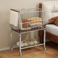 2-Tier Metal Laundry Hamper Cart with Wheels for Bathroom Storage