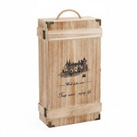 2 Pieces Wine Storage Container Solid Wood Display Box Dual Bottle Feature Reusable Design Portable Handle Suitable for Gift Occasions Wine Lovers Home Storage