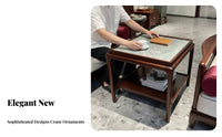 Square Corner Table with Drawer New Chinese Design Home Furniture Sintered Stone Top Dual-Level Shelf for Renters, Adults