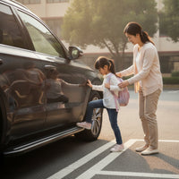 Vehicle Side Steps Anti-Slip Running Boards with Silver Trim Elegant Side Step with Mounting Brackets for SUV Owners, Exterior Upgrade, Daily Driving