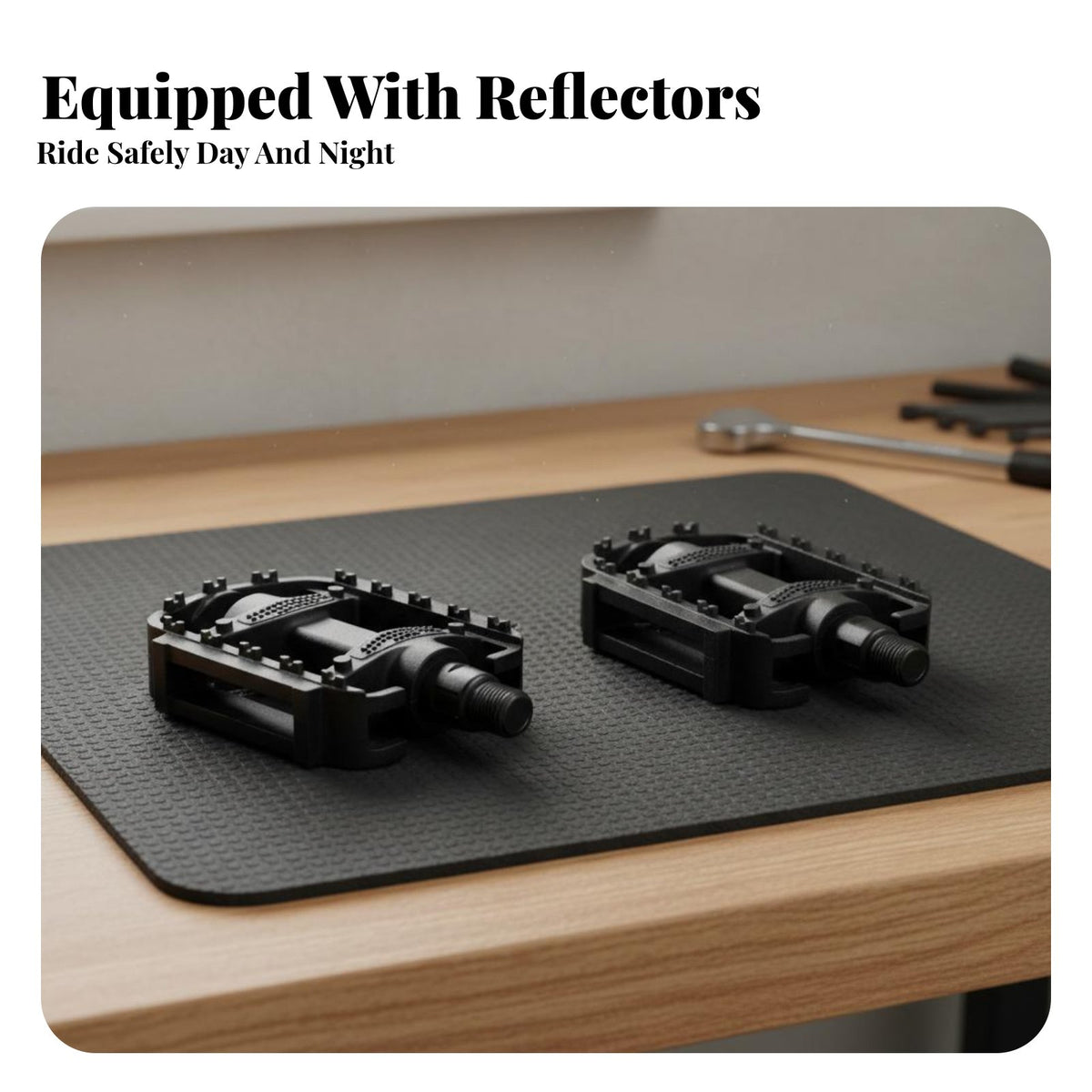 2 Pieces Children's Bike Pedals Lightweight Kids Cycle Pedals Kids Bike Pedal Reflective Strips for Town Commuting