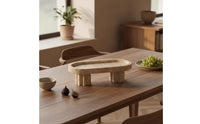 Travertine Tray Decorative Stone Tray with Pedestals Speckled for Coffee Table