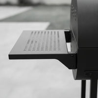 Briquette Grill with Side Tables Outdoor Wheeled Briquette Barbecue High-Temperature Resistant Grill with Two Side Tables for Campers, Backyard