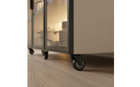 Lockable Casters Mobile Kitchen Island with Storage Large Capacity Mobile Kitchen Island Long-Lasting Work Surface Sintered Stone Top Sideboard Space Saving for Dining Room