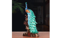 Peacock Sculpture with Branch Base Ornamental Peacock Figurine Collectible