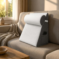 2 Pieces Triangular Backrest Cushion Quilted Reading Pillow Removable Cover