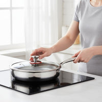 Induction Compatible Honeycomb Non-Stick Pan Universal Cooktop Compatibility Non-Stick Honeycomb Pan Scratch Resistant Uncoated Skillet Glass Lid