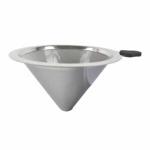 Coffee Brewing Mesh Stainless Steel Strainer Double Layer Paperless Dripper Reusable Coffee Filter with Silicone Handle Suitable for Office Kitchen