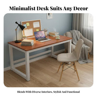 Simple Computer Desk Thickened Board Minimalist Writing Desk Spacious Desktop Modern Study Table for Students, Remote Workers, Dorm Room, Bedroom