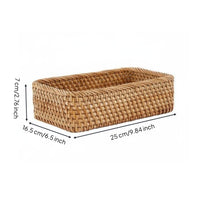 Japanese Design Storage Box Easy to Clean Rectangular Bread Basket Water-Resistant-Resistant Rectangular Rattan Basket for Kitchen, Entryway, Lavatory