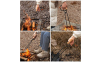 Campfire Fireplace Tongs with Wooden Handle Ergonomic Firewood Tongs Rustproof Firewood Grabber for Barbecue Experts, Campfire
