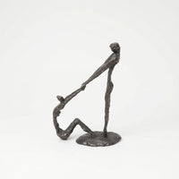 Human Figure Sculpture Abstract Metal Sculpture with Base Matte for Living Room