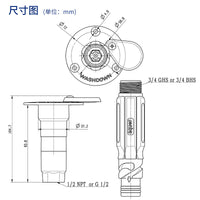 甲板冲洗出水口船用清洗水枪快接配件软管转接头即插即用NPT螺纹
