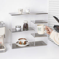 Stainless Steel and Acrylic Desktop Cup Holder, Multi-layer Display Rack, Modern Simple Style
