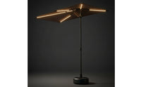 Half Patio Umbrella with Solar LED Lights Space-Saving Patio Umbrella with Lights Height-Adjustable Half Parasol for Balcony, Outdoor Dining Area