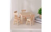 5 Pieces Dollhouse Dining Set 1/12 Scale Miniature Dining Table with Chairs Dollhouse Table and Chairs for Kids