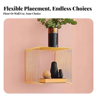 Hollow Cube End Table Multi-Functional Metal Wire Cube Table Floor-Standing Minimalist Iron Rod Shelf for Living Room, Bedroom, Entryway