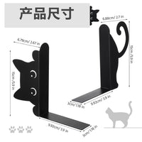 Cute Black Cat Shaped Iron Bookend, Creative Cartoon Bookend for Desk Storage