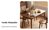 Space-Saving Solid Wood Dining Table and Chairs Simple Design Nordic Design Dining Set Thickened Tabletop Rectangular Kitchen Table Set Long-Lasting for Small Apartment Dwellers, Families, Students, Breakfast Nook, Home, Living Room