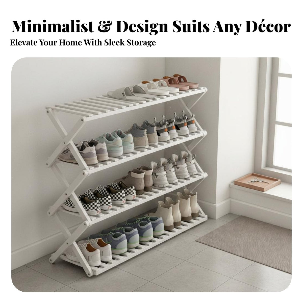 Installationno Assembly Required-Assembly Multi-Tier Shoe Rack Space-Saving Collapsible X-Shaped Frame Shelf Easy to Assemble Footwear Organizer No-Assemblystanding for Apartment Dwellers, Families, Homeowners, Entryway, Hallway, Bedroom, Dorm Room