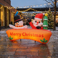 Santa and Snowman Inflatable Outdoor Snowman Inflatable Yard Decoration Three-Dimensional 6-Foot for Storefront